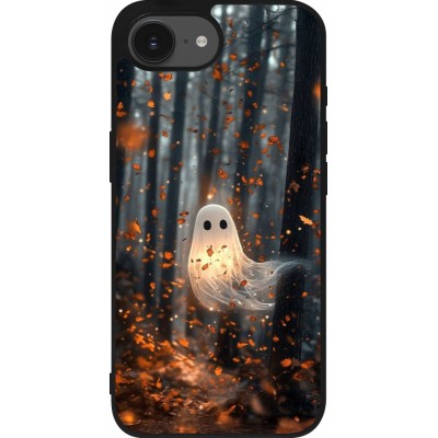 Coque iPhone 16e - Silicone rigide noir Halloween 2025 Ghost in the forest
