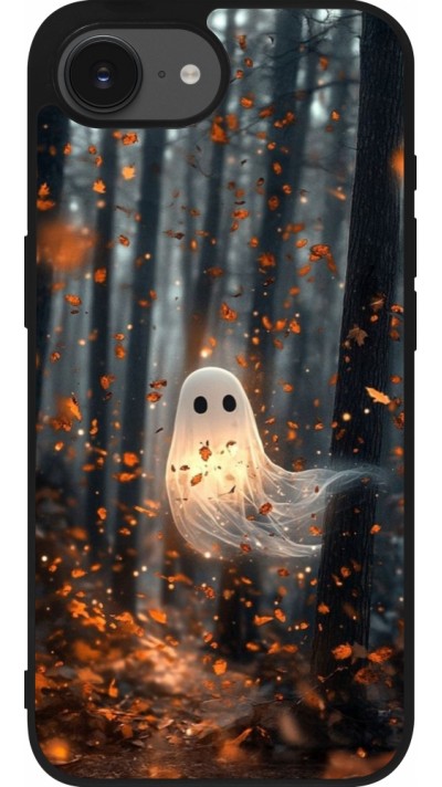 Coque iPhone 16e - Silicone rigide noir Halloween 2025 Ghost in the forest