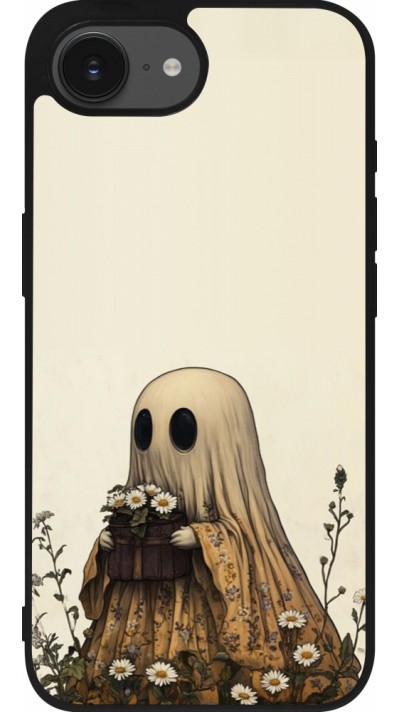 Coque iPhone 16e - Silicone rigide noir Halloween 2025 Ghost gardener
