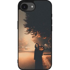 Coque iPhone 16e - Silicone rigide noir Halloween 2025 Scream