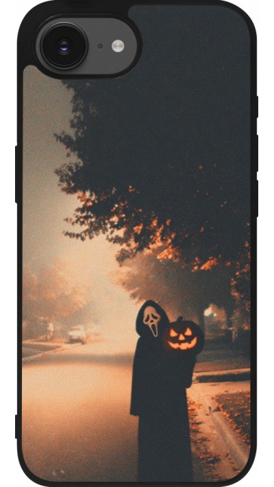 Coque iPhone 16e - Silicone rigide noir Halloween 2025 Scream