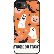 Coque iPhone 16e - Silicone rigide noir Halloween 2025 Trick or treat