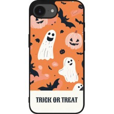 Coque iPhone 16e - Silicone rigide noir Halloween 2025 Trick treat