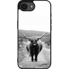 Coque iPhone 16e - Silicone rigide noir Highland cattle