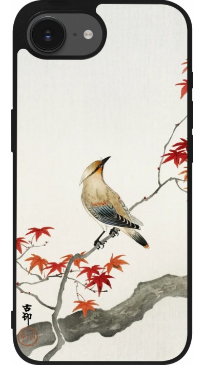 Coque iPhone 16e - Silicone rigide noir Japanese Bird