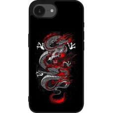 Coque iPhone 16e - Silicone rigide noir Japanese style Dragon Tattoo Red Black