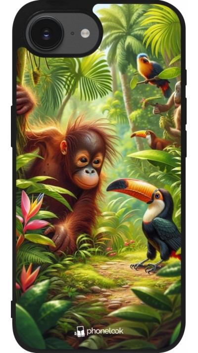 iPhone 16e Case Hülle - Silikon schwarz Tropischer Dschungel Tayrona