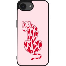 iPhone 16e Case Hülle - Silikon schwarz Leopard with hearts 2026