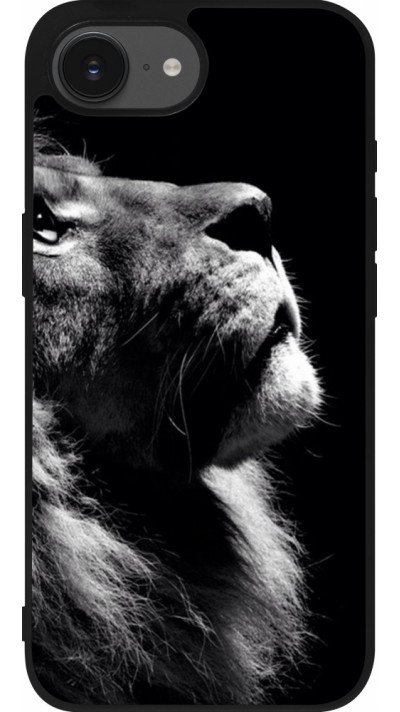 Coque iPhone 16e - Silicone rigide noir Lion looking up
