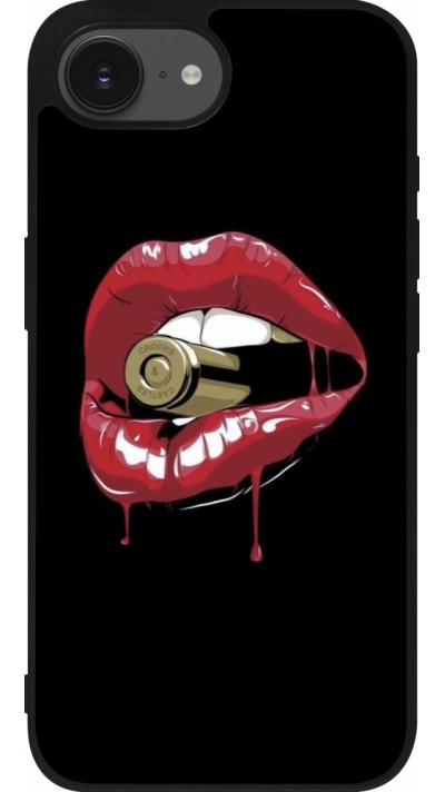 Coque iPhone 16e - Silicone rigide noir Lips bullet