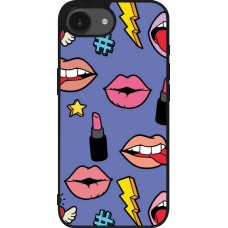 Coque iPhone 16e - Silicone rigide noir Lips and lipgloss