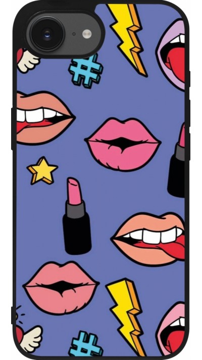 Coque iPhone 16e - Silicone rigide noir Lips and lipgloss