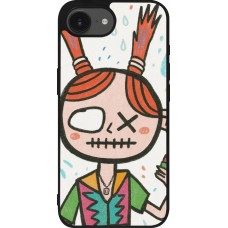 Coque iPhone 16e - Silicone rigide noir Little Girl Sketch