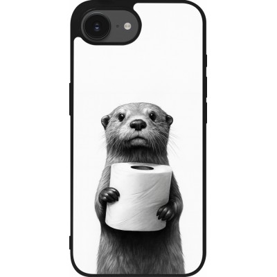 Coque iPhone 17e / 16e - Silicone rigide noir Loutre papier de toilette