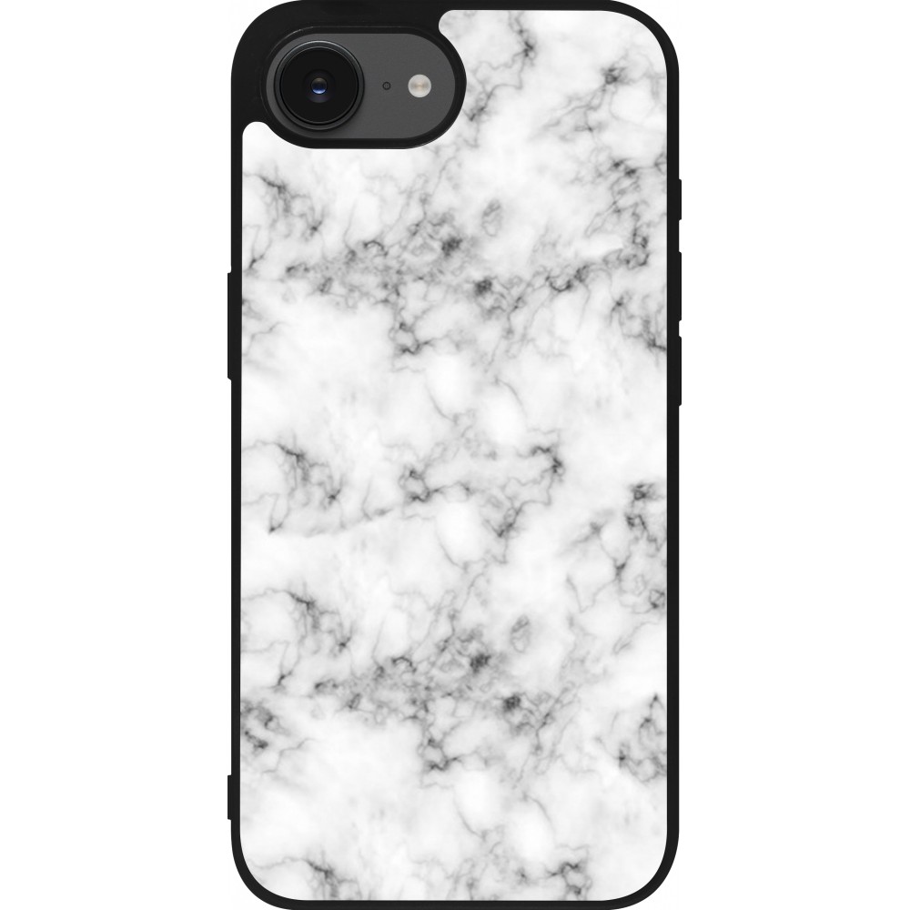 Coque iPhone 16e - Silicone rigide noir Marble 01
