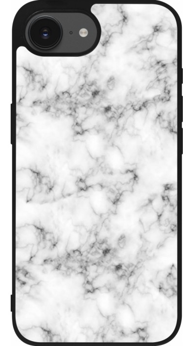 Coque iPhone 16e - Silicone rigide noir Marble 01