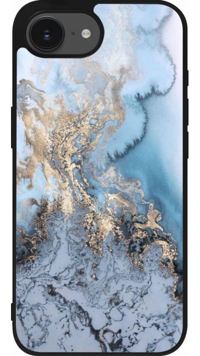Coque iPhone 16e - Silicone rigide noir Marble 04