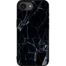 Coque iPhone 16e - Silicone rigide noir Marble Black 01