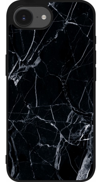 Coque iPhone 16e - Silicone rigide noir Marble Black 01