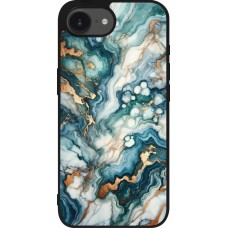 Coque iPhone 16e - Silicone rigide noir Marbre Vert Bleu Doré