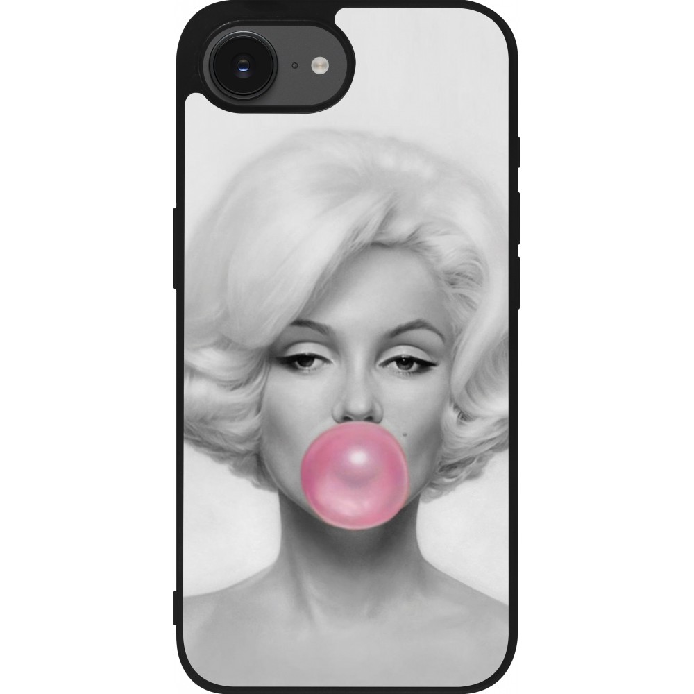 Coque iPhone 16e - Silicone rigide noir Marilyn Bubble