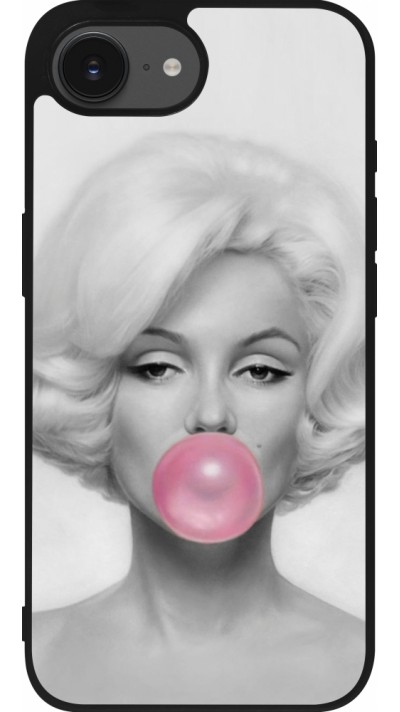 Coque iPhone 16e - Silicone rigide noir Marilyn Bubble