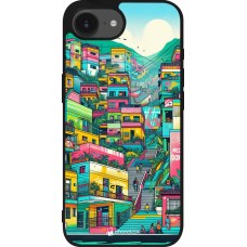Coque iPhone 16e - Silicone rigide noir Medellin Comuna 13 Art