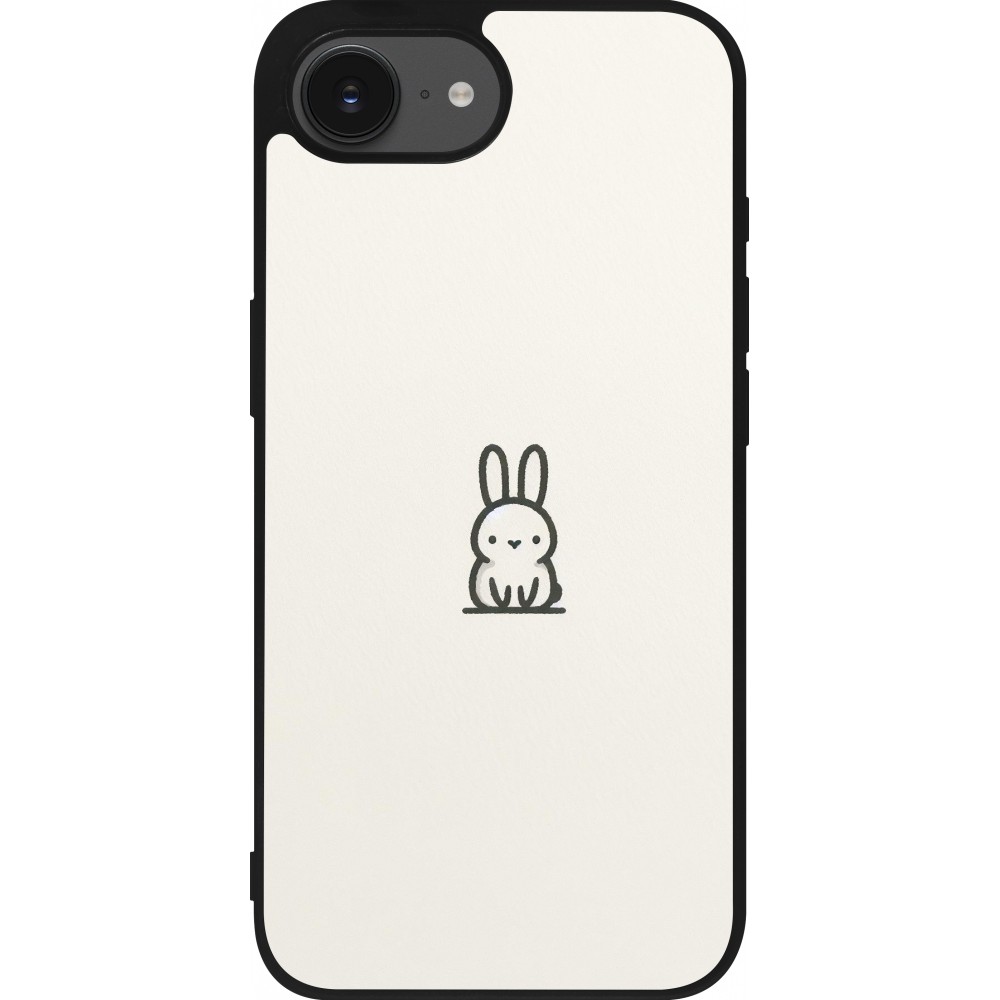 Coque iPhone 16e - Silicone rigide noir Minimal bunny cutie