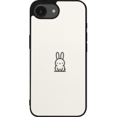 Coque iPhone 16e - Silicone rigide noir Minimal bunny cutie