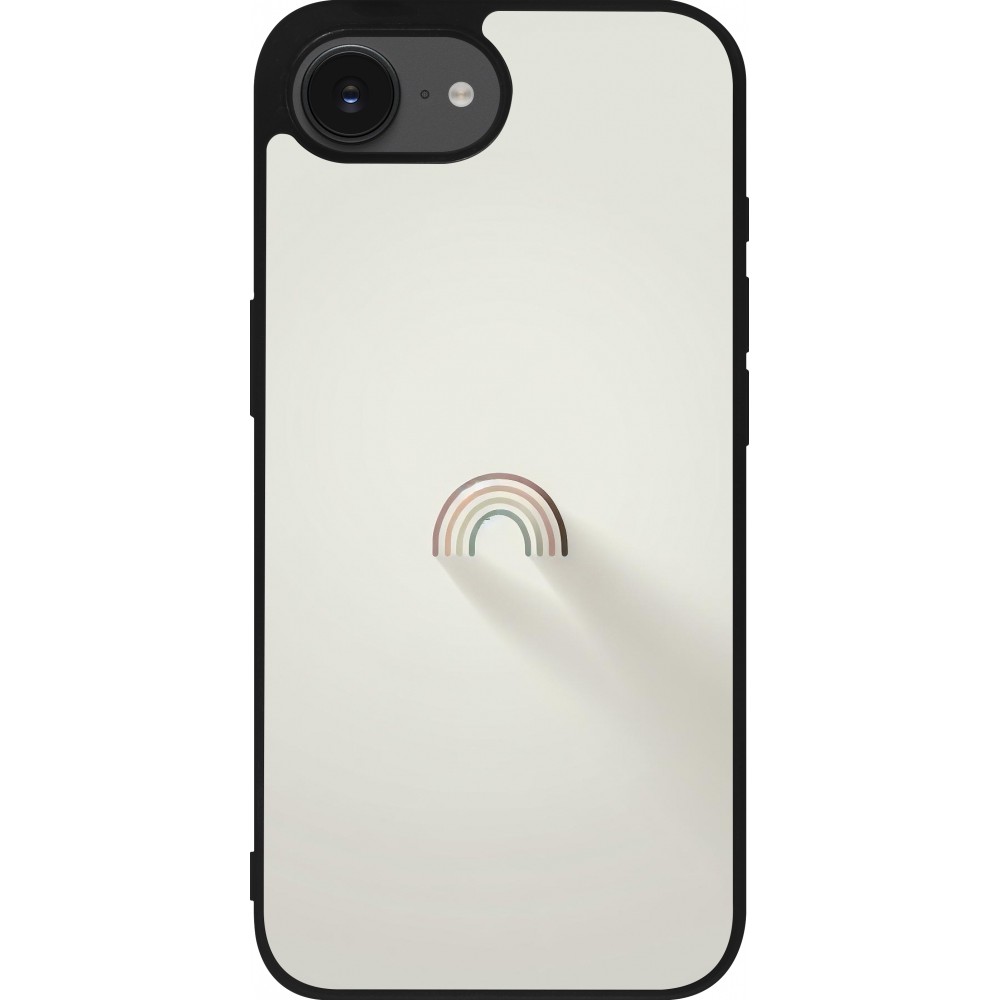 Coque iPhone 16e - Silicone rigide noir Mini Rainbow Minimal
