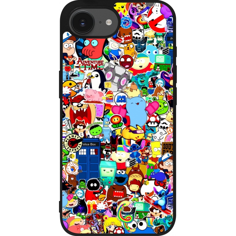 Coque iPhone 16e - Silicone rigide noir Mixed cartoons