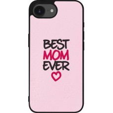 Coque iPhone 16e - Silicone rigide noir Mom 2023 best Mom ever pink