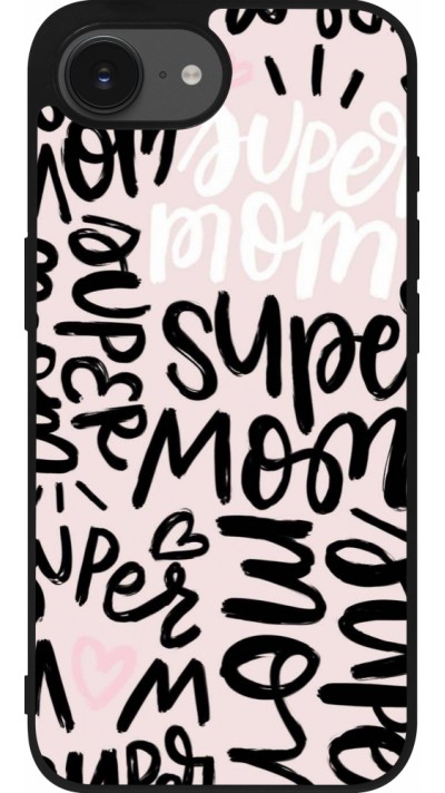 iPhone 16e Case Hülle - Silikon schwarz Mom 2024 Super mom