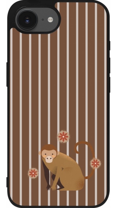 Coque iPhone 16e - Silicone rigide noir Monkey with stripes