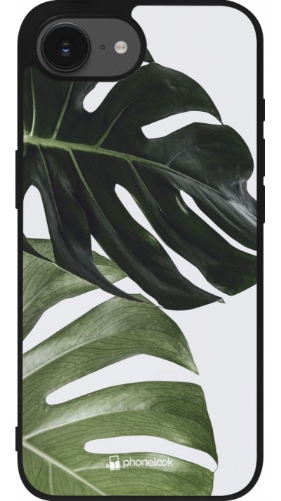 iPhone 16e Case Hülle - Silikon schwarz Monstera Plant