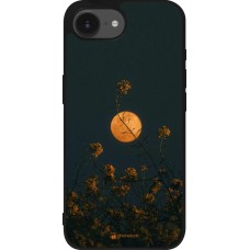Coque iPhone 16e - Silicone rigide noir Moon Flowers