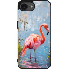 Coque iPhone 17e / 16e - Silicone rigide noir Paint Flamingo