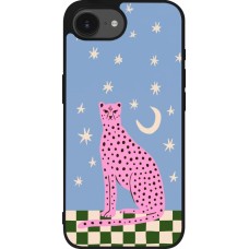 iPhone 16e Case Hülle - Silikon schwarz Pink leopard with stars 2026