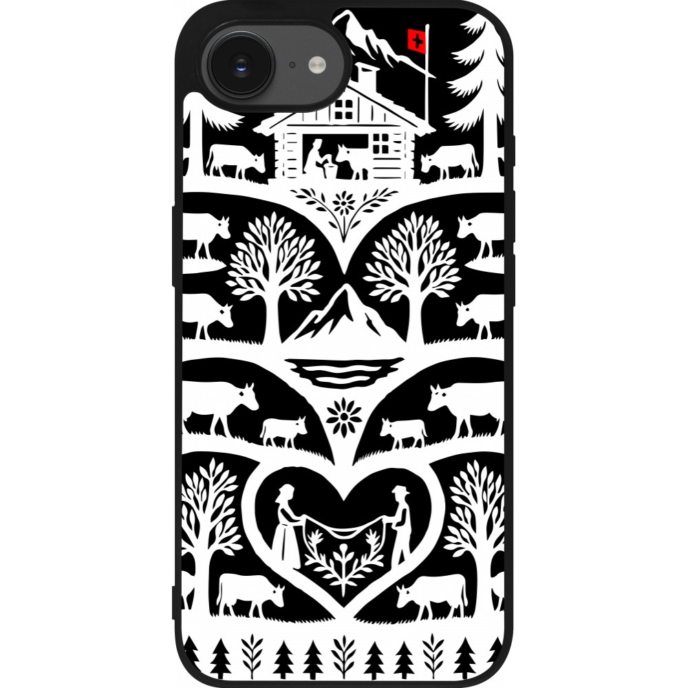 Coque iPhone 16e - Silicone rigide noir Poya Suisse 2 noir