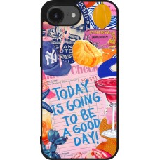 Coque iPhone 16e - Silicone rigide noir Preppy Today is Going to be a good day