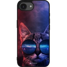 Coque iPhone 17e / 16e - Silicone rigide noir Red Blue Cat Glasses