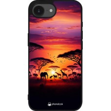 Coque iPhone 16e - Silicone rigide noir Safari sunset wildlife