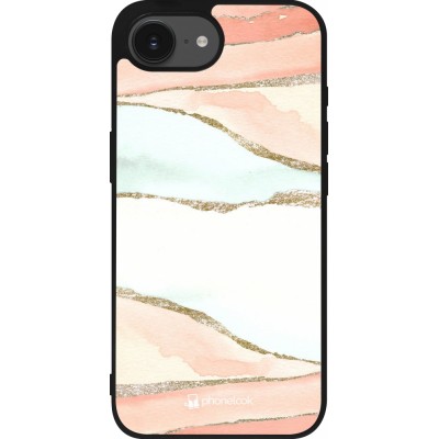 Coque iPhone 16e - Silicone rigide noir Shimmering Orange