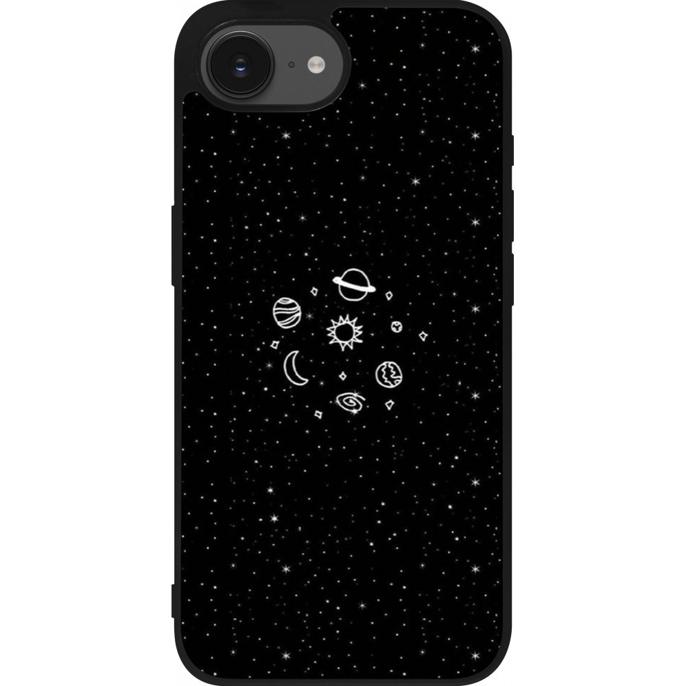 iPhone 16e Case Hülle - Silikon schwarz Space Doodle