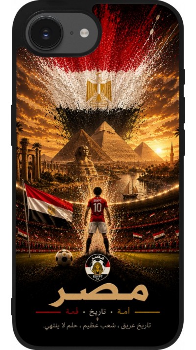 Coque iPhone 17e / 16e - Silicone rigide noir Football Égypte splash 2026