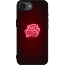 Coque iPhone 16e - Silicone rigide noir Spring 23 neon rose