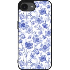 iPhone 16e Case Hülle - Silikon schwarz Spring 23 watercolor blue flowers