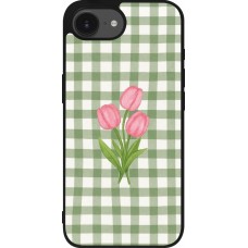 iPhone 17e / 16e Case Hülle - Silikon schwarz Green vichy tulips Spring 2026