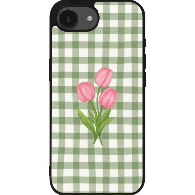iPhone 17e / 16e Case Hülle - Silikon schwarz Green vichy tulips Spring 2026