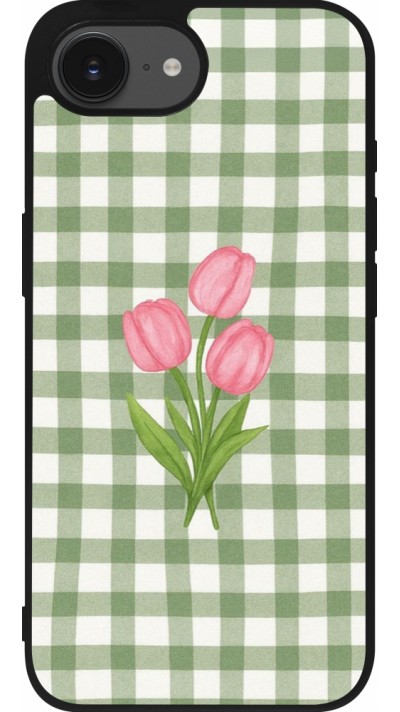 iPhone 17e / 16e Case Hülle - Silikon schwarz Green vichy tulips Spring 2026